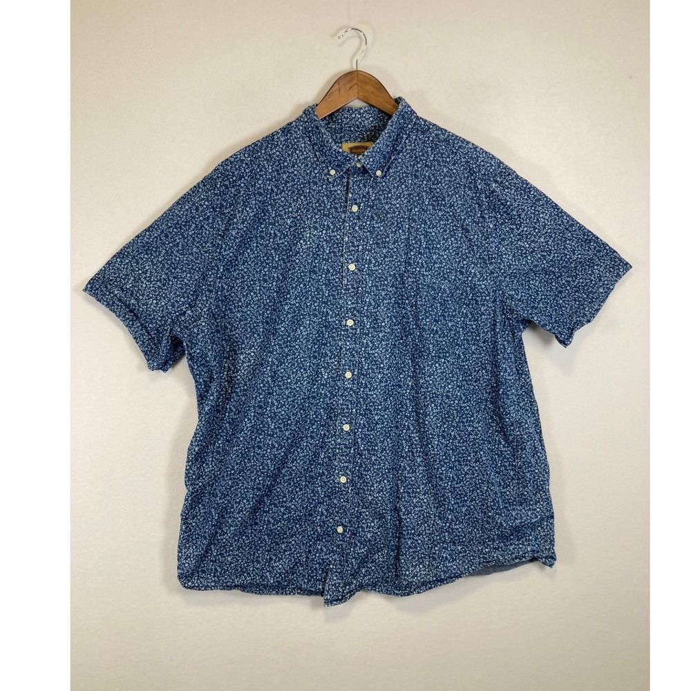 Floral Pattern The Foundry Supply Co‎ Mens 2XLT Blue Short Slv Button Down Shirt